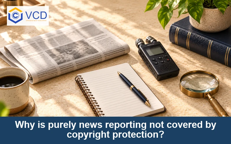 Why is purely news reporting not covered by copyright protection?