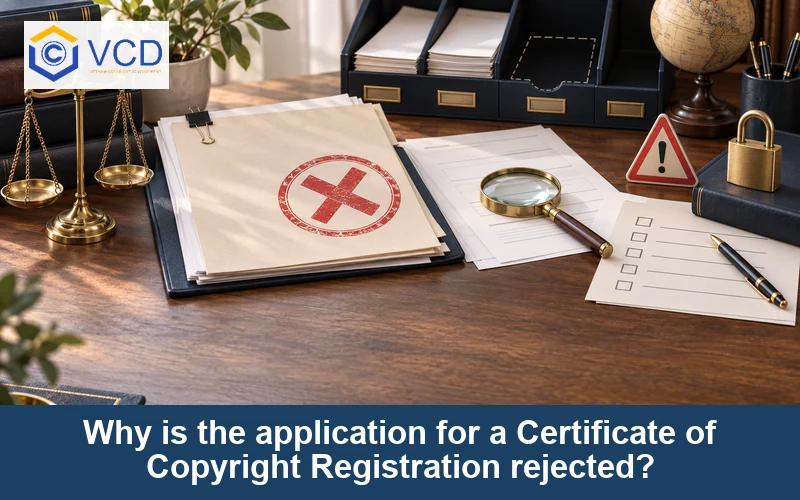 Why is the application for a Certificate of Copyright Registration rejected?