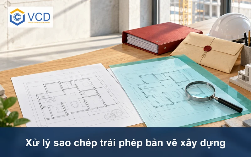 Hai bản vẽ xây dựng tương tự dưới tấm mica cùng kính lúp và hồ sơ chứng cứ